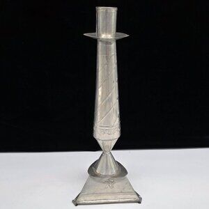 Vintage Aluminum Metal Single Candle Holder With Spiral Design Mexico 11.5"